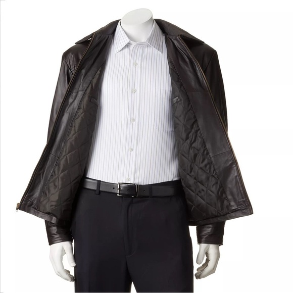 EXCELLED • Men’s Black Leather Motorcycle Biker Jacket - Picture 6 of 9